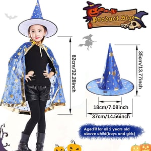 Dječji čarobnjački plašt s kapom - kostim vještice za Halloween