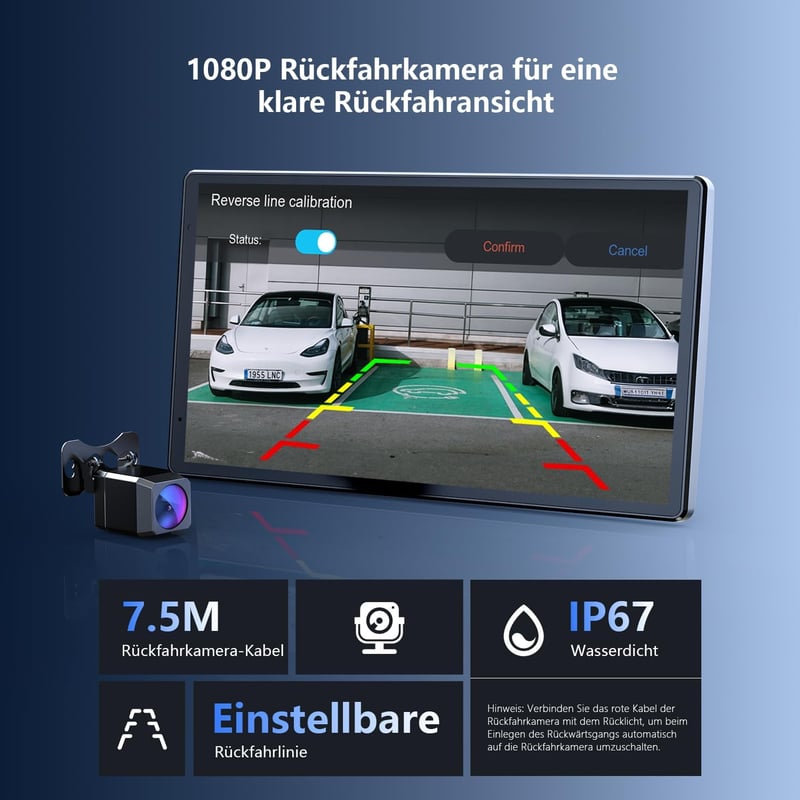 Krunia 8" Hordozható Autós Kijelző Apple CarPlay & Android Auto Támogatással, 1440x900 HD Felbontás, Mágneses Rögzítés, Tolatókamera, GPS Na