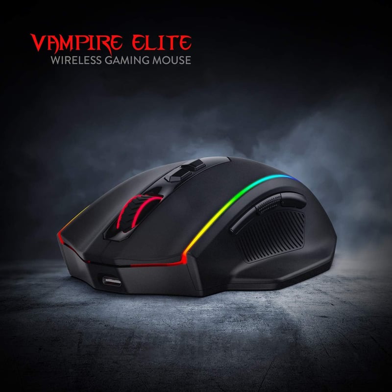 Redragon M686 Vampire Elite vezeték nélküli gamer egér, 16000 DPI, 45 órás üzemidő, programozható makrók, RGB háttérvilágítás, PC/laptop kom