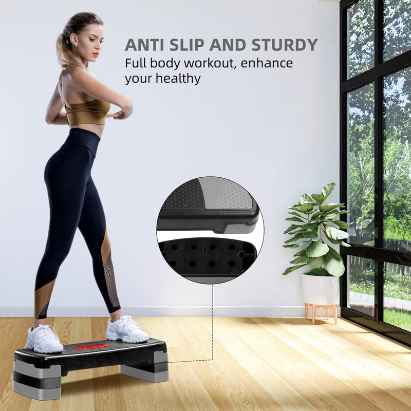 ACTIVE FOREVER Állítható magasságú aerobic step pad, 78x30 cm, fekete-szürke