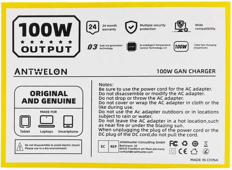MacBook, Galaxy, Dell kompatibilis 100W GAN USB-C gyorstöltő