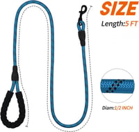 Kék Nylon Póráz 150cm, Párnázott Markolattal Sétához és Kiképzéshez 2