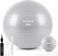 PhysKcal Fenyőzöld Fitness Labda Szett - 55 cm Tornalabda és 23 cm Pilates Labda, Csúszásgátló Ülőlabda Otthoni Edzéshez, Irodába és Jógához 1