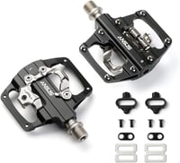 ANSJS 2 az 1-ben SPD Kerékpár Pedál - CNC Alumínium Csúszásmentes Klickpedál Szett BMX MTB Trekking Hegyi és Országúti Kerékpárokhoz, 9/16"  - Black 1