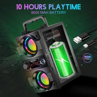 TENMIYA A23 Bluetooth Hangszóró 40W Dupla Mélynyomóval - Hordozható Vezeték Nélküli Hangfal Fényeffektekkel, 10 Órás Üzemidő, FM Rádió 4