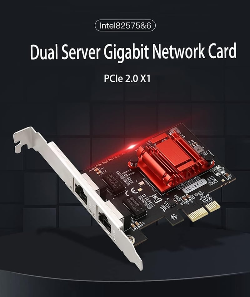 Intel 82575 Dual-Port PCIe Gigabit Hálózati Kártya, PXE Támogatással, Alacsony Profilú