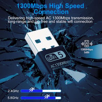 Aigital USB WiFi Adapter 1300Mbps Dual Band 2.4GHz/5.8GHz Vezeték Nélküli Hálózati Vevő PC/Laptop Windows 11/10/8/7/XP és Mac OS Kompatibili 3