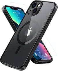iPhone 13 MagSafe-kompatibilis ütésálló tok, kameravédővel és edzett üveggel - Fekete 1
