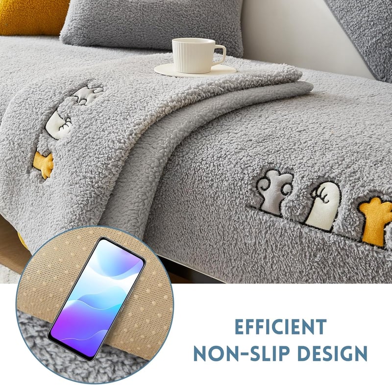 Annauiy 2 személyes kanapévédő takaró, csúszásmentes, állatbarát, sherpa fleece, 70x150cm