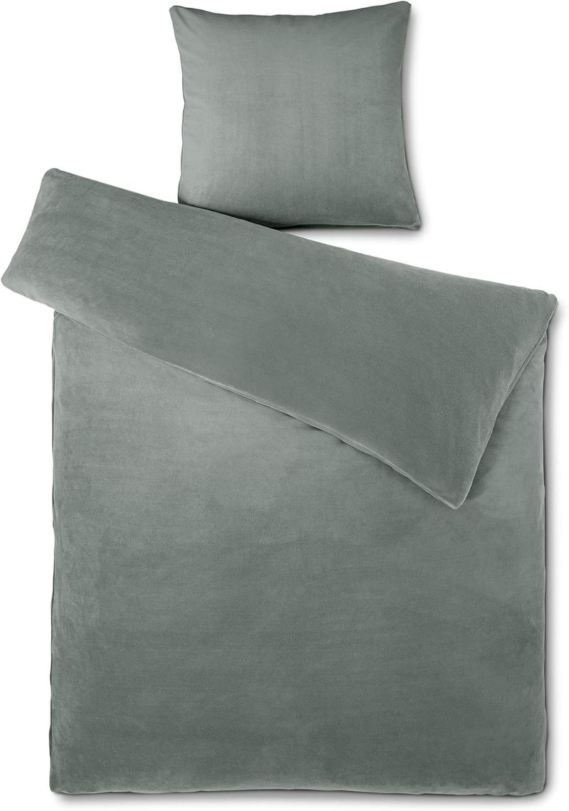 Aqua-Textil Feelwell Thermo Polár Ágynemű - Szürke Mikroszálas Lepedő és Párnahuzat Cipzárral, 155x220 cm, Géppel Mosható
