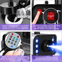U`King 1200W Füstgép 6 RGB LED Világítással - Vezeték Nélküli Távirányítóval, 8m Hatótávolság, 1L Tartály, Fém Ház, DJ Partykhoz, Koncertekh 8