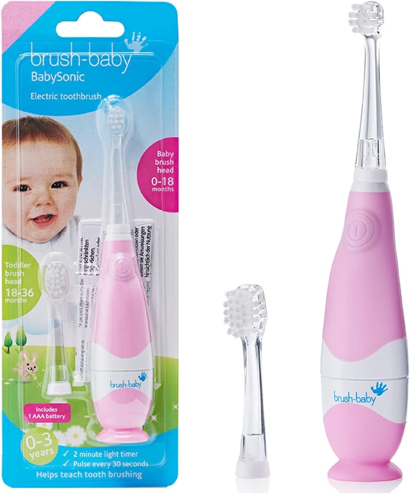 Bbush BabySonic LED-es elektromos fogkefe babáknak és kisgyermekeknek 0-3 éves korig - rózsaszín