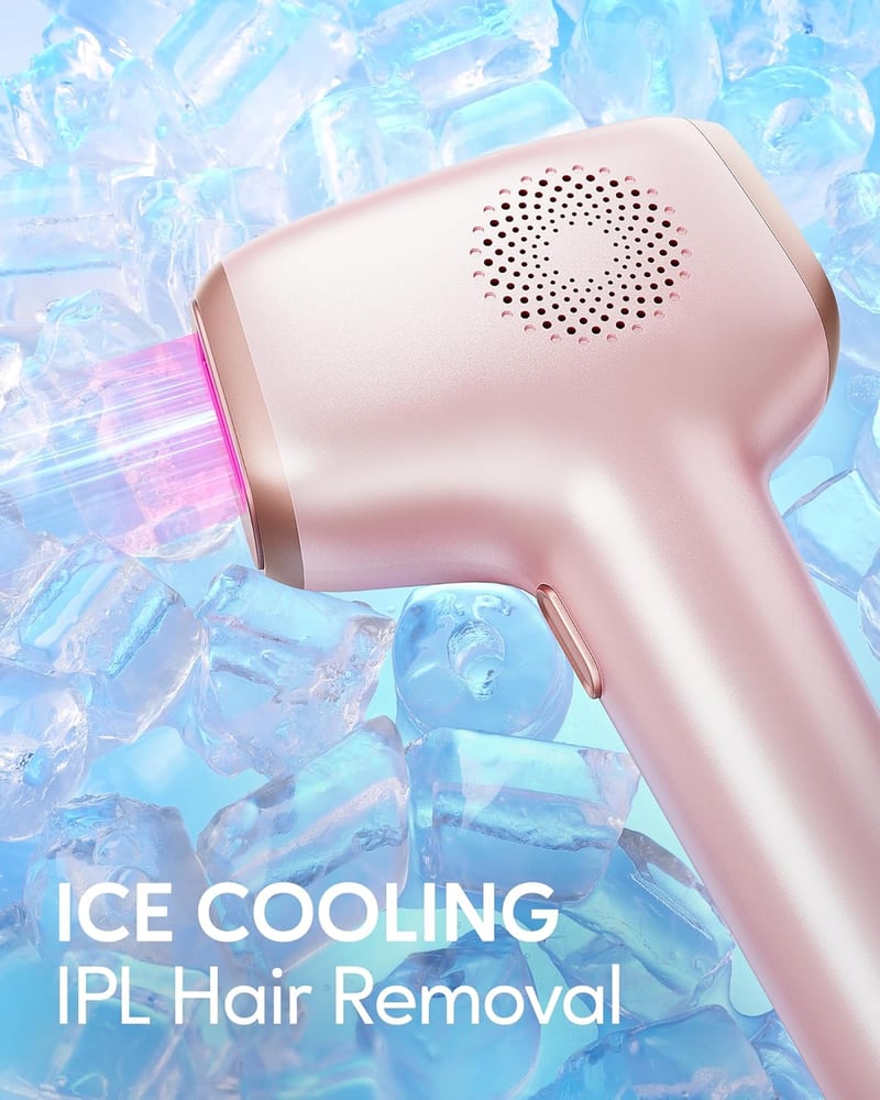 INNZA IPL Szőrtelenítő Készülék Hűtőfunkcióval - 999.999 Fényimpulzus, 9 Energiaszint, Fájdalommentes Lézeres Szőrtelenítés Arcra, Bikinivon