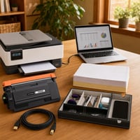 Tlačový štartovací balík: toner + 3m USB kábel + 6-priehradkový organizér + 250 listov samoprepisovacieho papiera 1