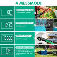 Restmo Vízóra - Nagy Pontosságú Vízfogyasztás és Áramlás Mérő LCD Kijelzővel, Gallonban/Literben - Kerti Locsoláshoz, Öntözőrendszerhez 4