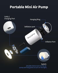 FlexTailGear Mini Pumpa 2024: 4kPa Elektromos Felfújó és Leeresztő Kempingpumpa Lámpával, USB-s 3