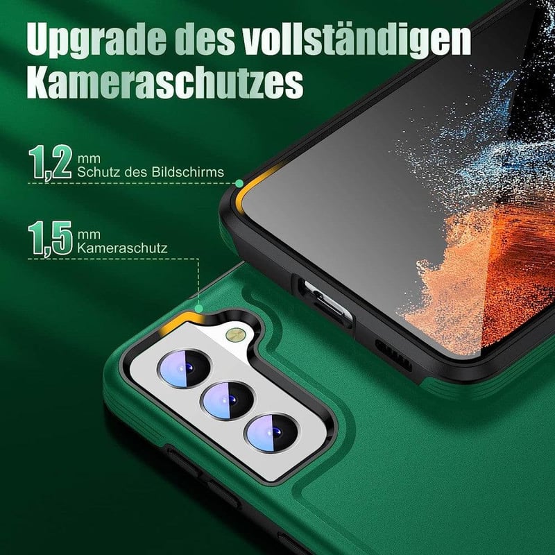 Samsung Galaxy S22 ütésálló tok - Katonai védelem, zöld, 6.1" 5G készülékhez