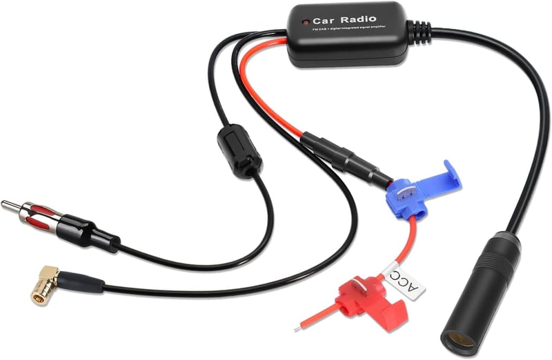DAB/FM autórádió antennajelerősítő, 12V - utólag beszerelhető rádiókhoz