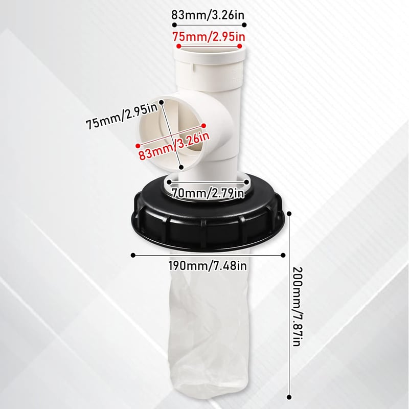 IBC MaxEarn 3-utas esővízszűrő, függőleges, nylon szűrőzsákkal, 165mm-es DN, tartálytetőre
