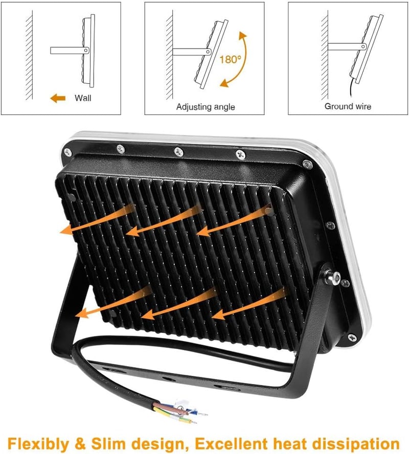 NIKEEYEN 100W LED Kültéri Reflektor, IP67 Vízálló, 10000 lumen, 6500K Hideg Fehér, 120° Szórási Szög, Kerthez, Garázshoz, Játszótérhez