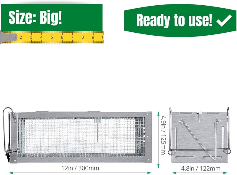 RatzFatz 2 db Élő Csapda Premium Egér és Patkány Csapda Nagy XL Méret