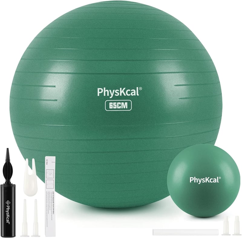 PhysKcal Fitness Labda Szett - 55 cm Tornalabda és 23 cm Pilates Labda, Csúszásgátló Ülőlabda, Egyensúlyozó Labda Jógához, Otthoni Edzéshez,
