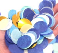 Confetti rotund auriu și albastru, din hârtie, 2,5 cm, 1000 bucăți - Articole de petrecere 3