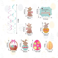 Húsvéti Spirál Dekoráció 23db - Nyuszi és Tojás Mintás Függő Szett 7