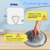 DIDUDIDU Öntapadós Akasztó Képkeretekhez - 20 db Fali Tányértartó - Műanyag Képakasztó Erős Tapadással 1,36 kg Teherbírással Dekorációkhoz 2