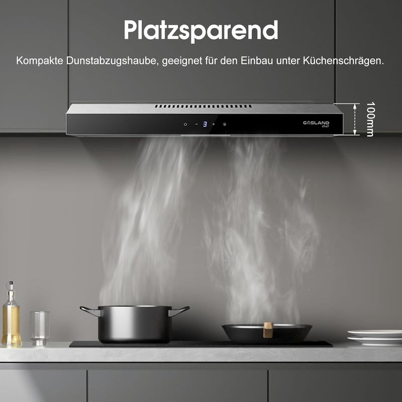 Gasland Chef SR60SS Páraelszívó 60 cm Rozsdamentes Acél Érintőképernyős Vezérlés 202 m³/h Szénszűrő LED Világítás - 60 cm, Silver