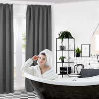 Deconovo Sötétítő Függöny Hőtartó Polyester Anyagból - Világosszürke Fényzáró Függönypár Ráncolt Szalaggal, 245x140 cm, Hőszigetelő 6