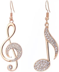 Aodun Jewelry Hangjegy Fülbevaló Nőknek - Hipoallergén Rozéarany és Ezüst Bevonatú Lógós Fülbevaló Kristály Díszítéssel - Ajándék Ékszer 1