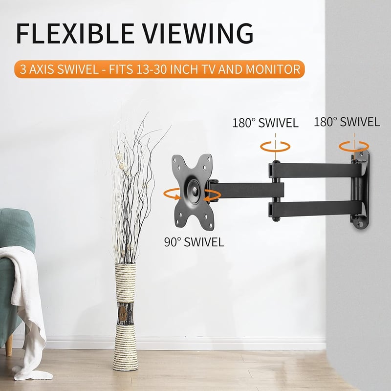 SUPTEK Falra szerelhető TV tartó 13-30" LED/LCD képernyőkhöz, dönthető, 15kg-ig