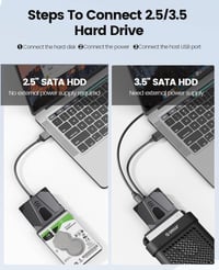 ORICO USB 3.0 - SATA III Adapter Kábel 3.5" HDD/SSD-hez, UASP és Tápegységgel 4