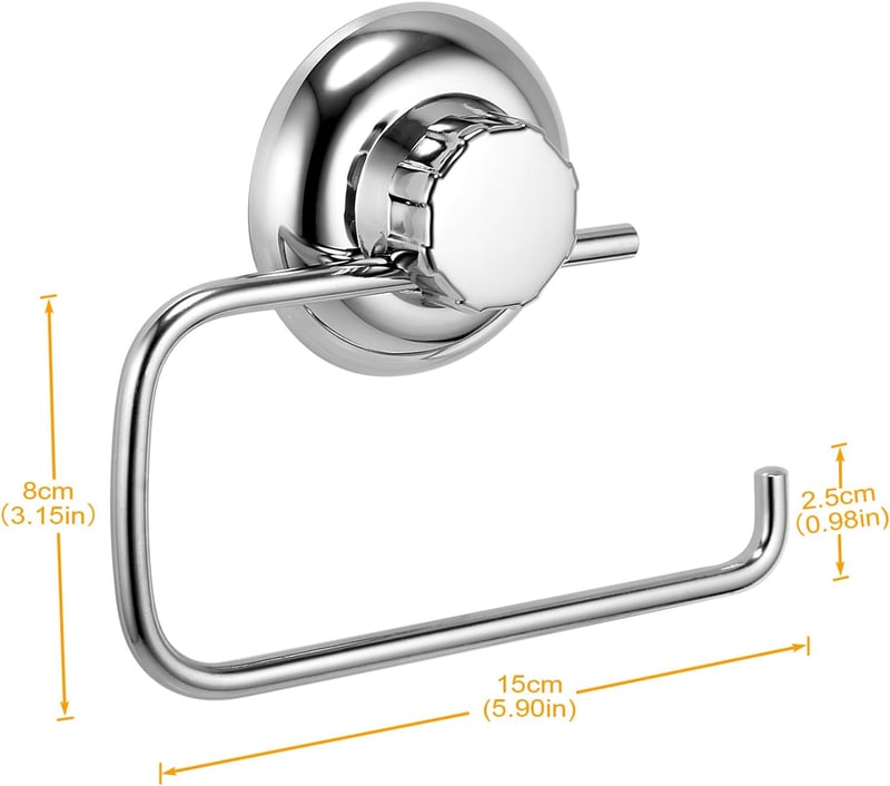 MaxHold Fúrás Nélküli WC-Papír Tartó - Tapadókorongos Vákuum Rendszer - Rozsdamentes Acél - 10 kg Teherbírás - Fürdőszobába és Konyhába