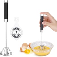 Kssvzz Félautomata Habverő 26 cm - Rozsdamentes Acél Konyhai Kézi Mixer Tojásszétválasztóval, Elektromosság Nélküli Sütés-Főzés Segéd, Mosog 1