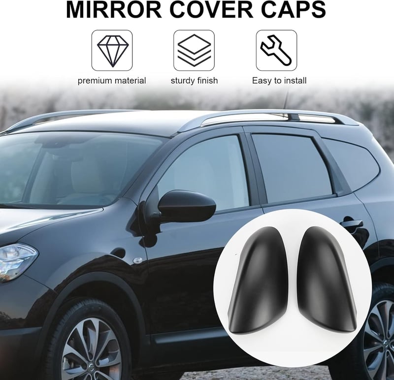ConBlom Nissan Qashqai Visszapillantó Tükör Borítás 2007-2014 Modellekhez - Texturált Fekete ABS Műanyag Tükörkupak Szett Bal és Jobb Oldalr