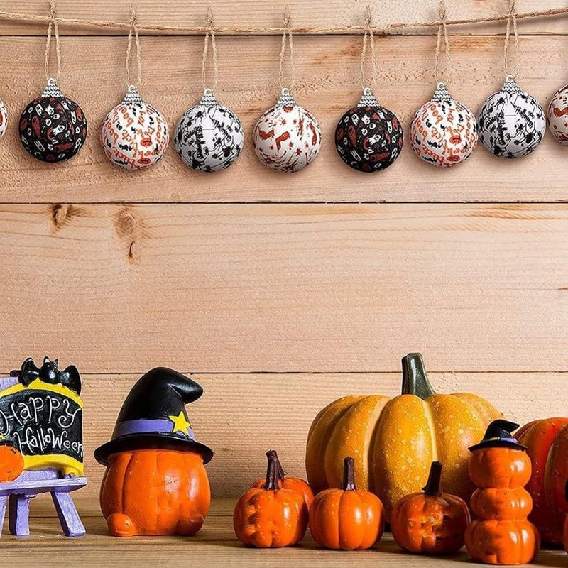 Halloween Függődísz Szett - 16 db Tökös, Pókos, Szellemes Golyó Dekoráció