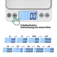 KUBEI Nagy Pontosságú Digitális Konyhai Mérleg 5kg/0.1g - USB Töltés, Rozsdamentes Acél 2