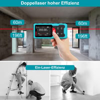 Kiprim LD120S Lézeres Távolságmérő 120m Hatótávval - Elektronikus Vízmértékkel, Pitagorasz Funkcióval, Kettős Lézerrel - Építkezéshez, Felúj 2