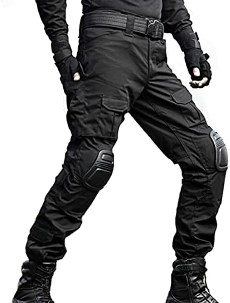 JOYASUS Paintball Taktikai Nadrág Térdrögzítővel és Többszörös Zsebekkel, L-es méret - L, Black