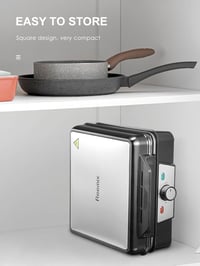 Reemix 4 adagos belga gofrisütő, 1200W, tapadásmentes, állítható hőfok, ezüst-fekete 6