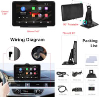 Rimoody Vezeték Nélküli CarPlay és Android Autórádió, 7" Érintőképernyős, Dual Bluetooth, FM Adó, Hangvezérlés, AUX/USB/TF, 7-32V 8