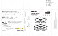 Yazoni Zuhanyzó Polc Fúrás Nélkül 2 db Rozsdamentes Acél Fekete 9