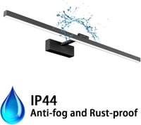 Klighten 80 cm LED Tükör Világítás 24W - Fekete Alumínium Fürdőszobai Lámpa 5500K Semleges Fehér Fénnyel, IP44 Védelemmel, 2450lm, Forgatható,  6