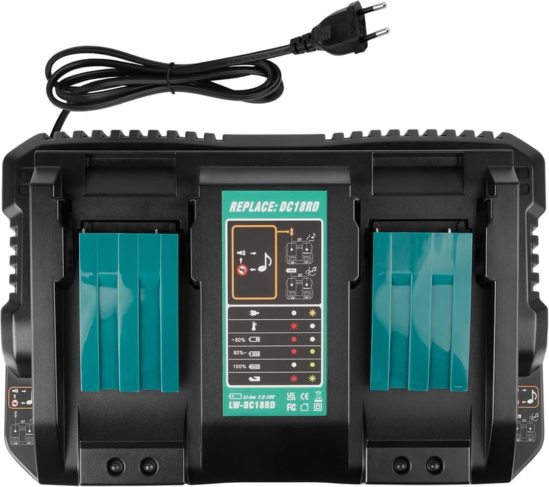 Makita 14,4V-18V akkumulátor gyorstöltő, dupla portos, EU csatlakozó
