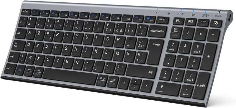 iClever BK10 Bluetooth Vezeték Nélküli Billentyűzet - Univerzális Kompatibilitás iOS/Android/Windows Eszközökhöz, Alacsony Profilú Gombok, F