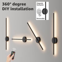 Aipsun Akkumulátoros Fali Lámpa 10000 mAh - 80 cm Távirányítós LED Világítás Időzítővel, Fényerőszabályzóval, Vezeték Nélküli Modern Fekete  7