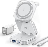 AC ISLAND 5 az 1-ben MagSafe Töltőállomás iPhone és Apple Watch Készülékekhez - Összecsukható Vezeték Nélküli Utazó Töltő USB-C/USB-A Portok 1