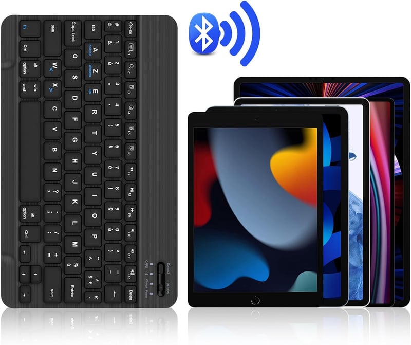 FOGARI Bluetooth Vezeték Nélküli Billentyűzet 11" - Hordozható, Újratölthető, AZERTY - Mac, iPad, iPhone, Samsung, Xiaomi, Android, Windows 